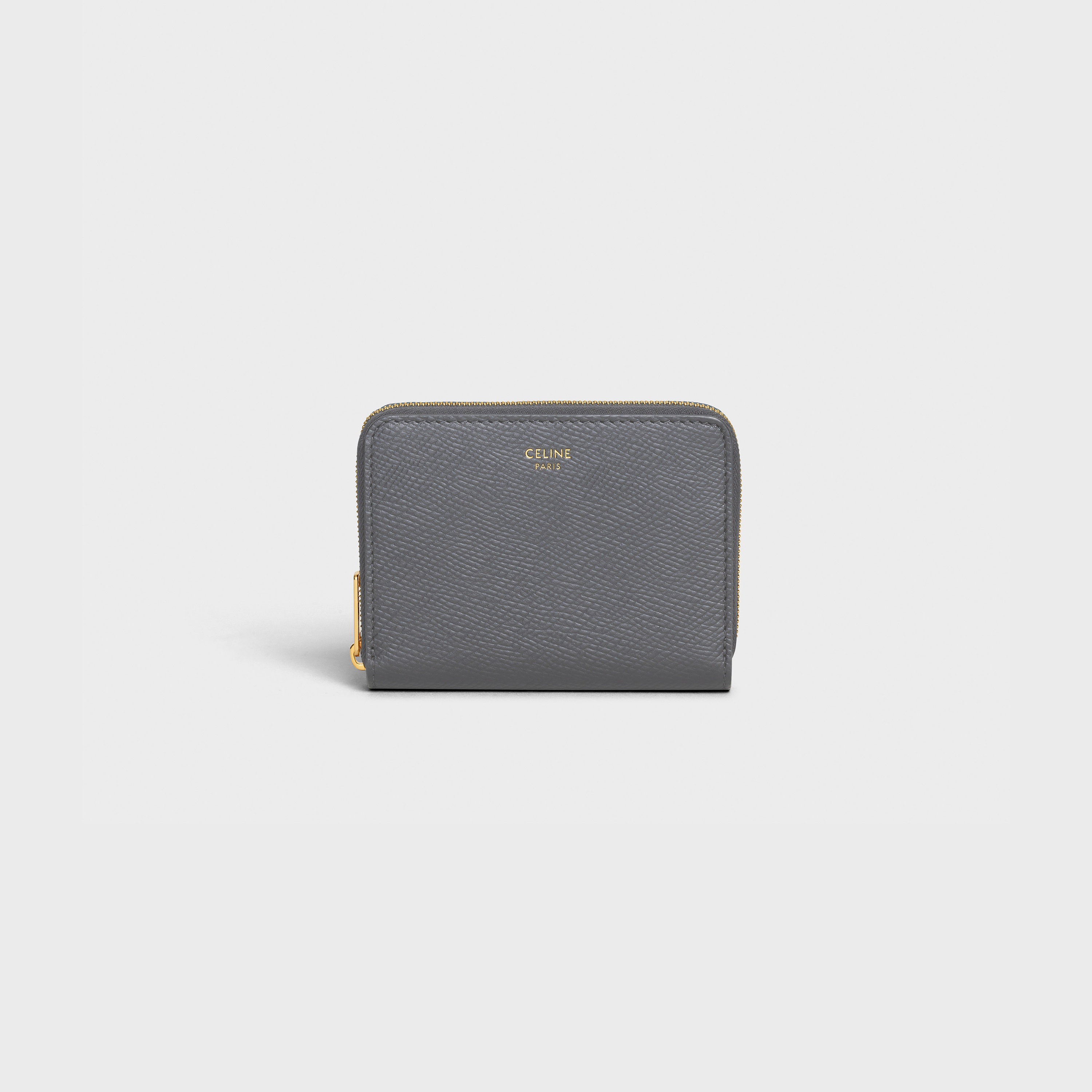 Compact zipped wallet in Grained calfskin - 1