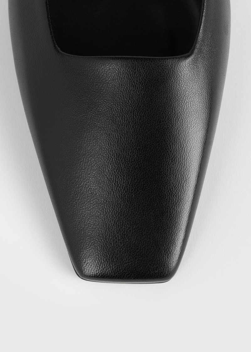Square leather kitten mules black 6