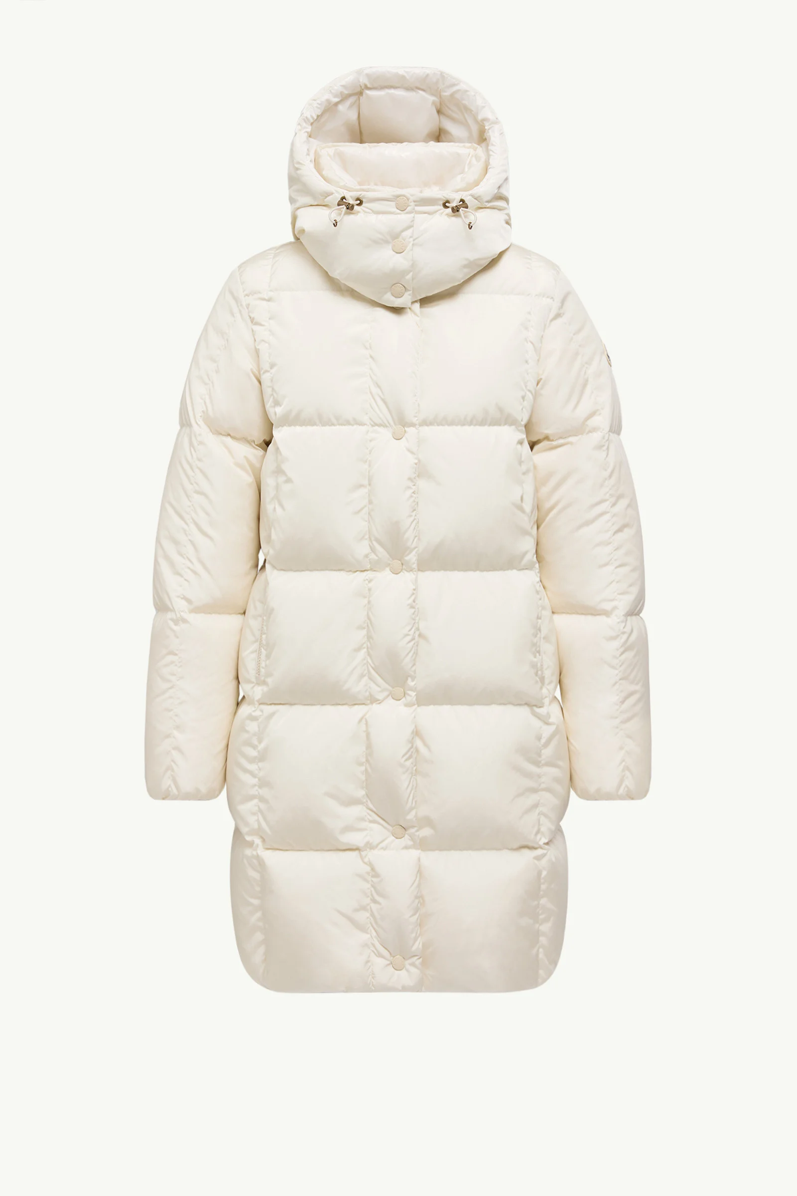 Litte Square-Quilted Hooded Long Down Jacket - 1