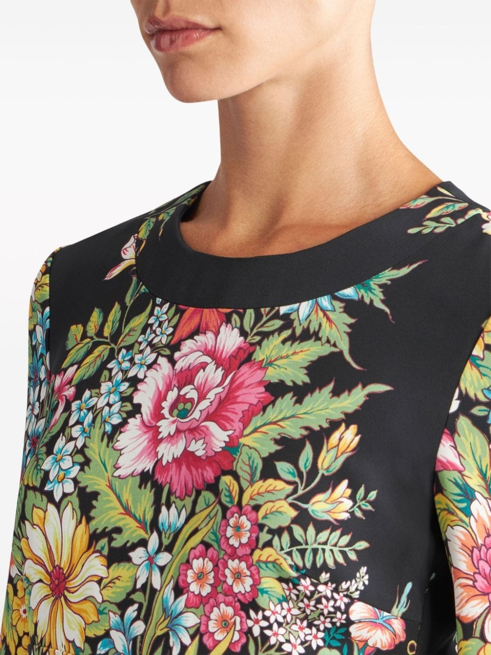 floral-print long-sleeve minidress - 4