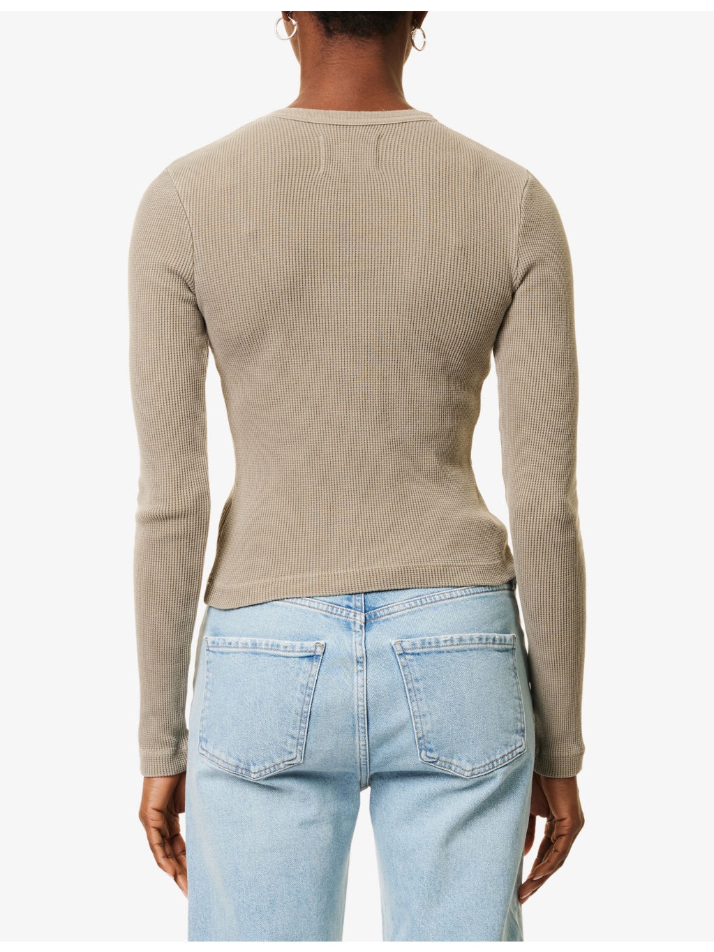 Pilar Long-Sleeve Waffle-Knit Cotton Top - 4