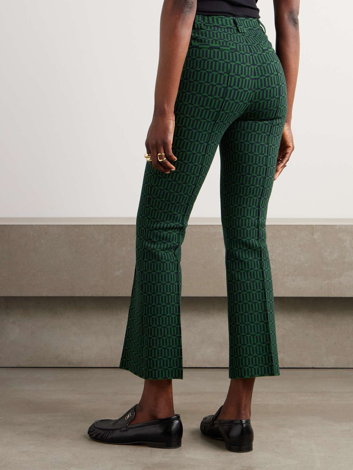 Charlie cotton-blend jacquard slim-leg pants Green - 4