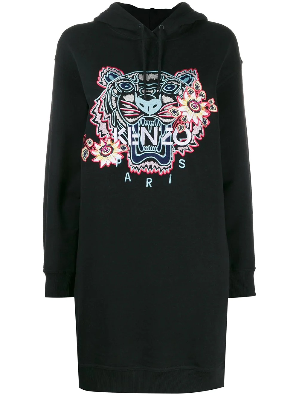 tiger motif hoodie dress - 1