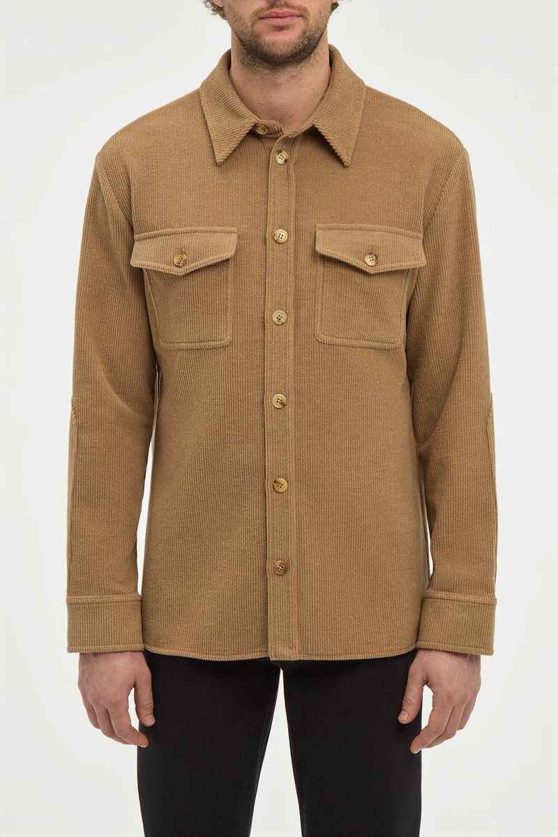 Lucas Overshirt in Camel Cashmere Wool Corduroy 3