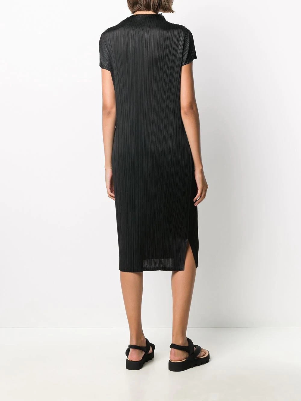 funnel-neck pleated midi dress - 4