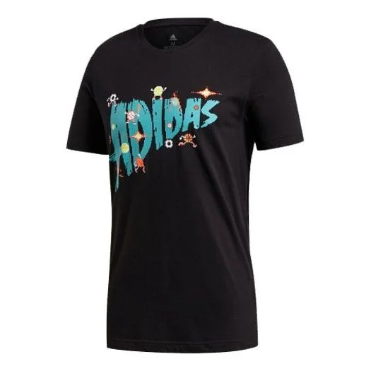 adidas Sports Stylish 8-bit Lineage Short Sleeve 'Black Teal' FN1744 - 1