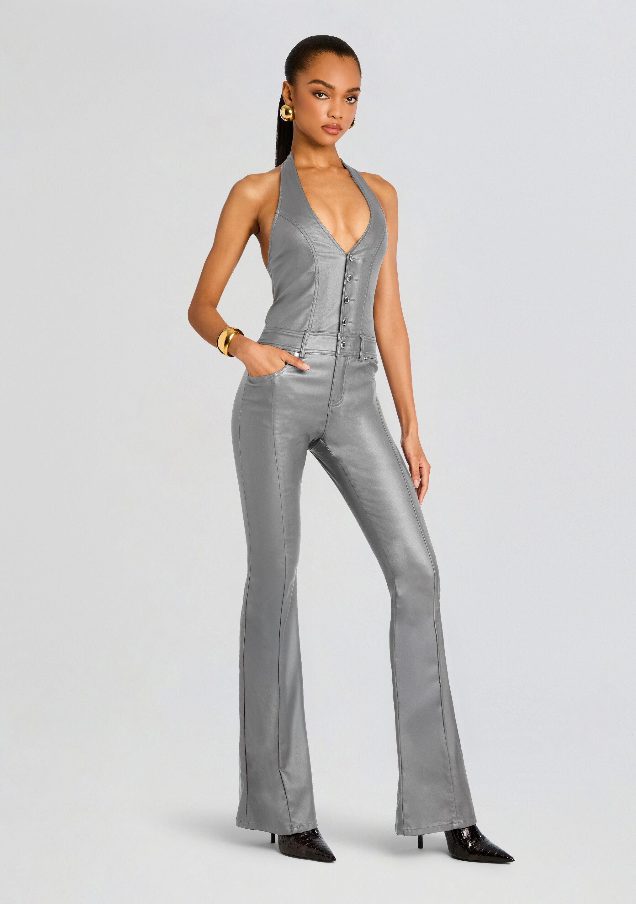 CYNTHIA COATED DENIM JUMPSUIT - 3