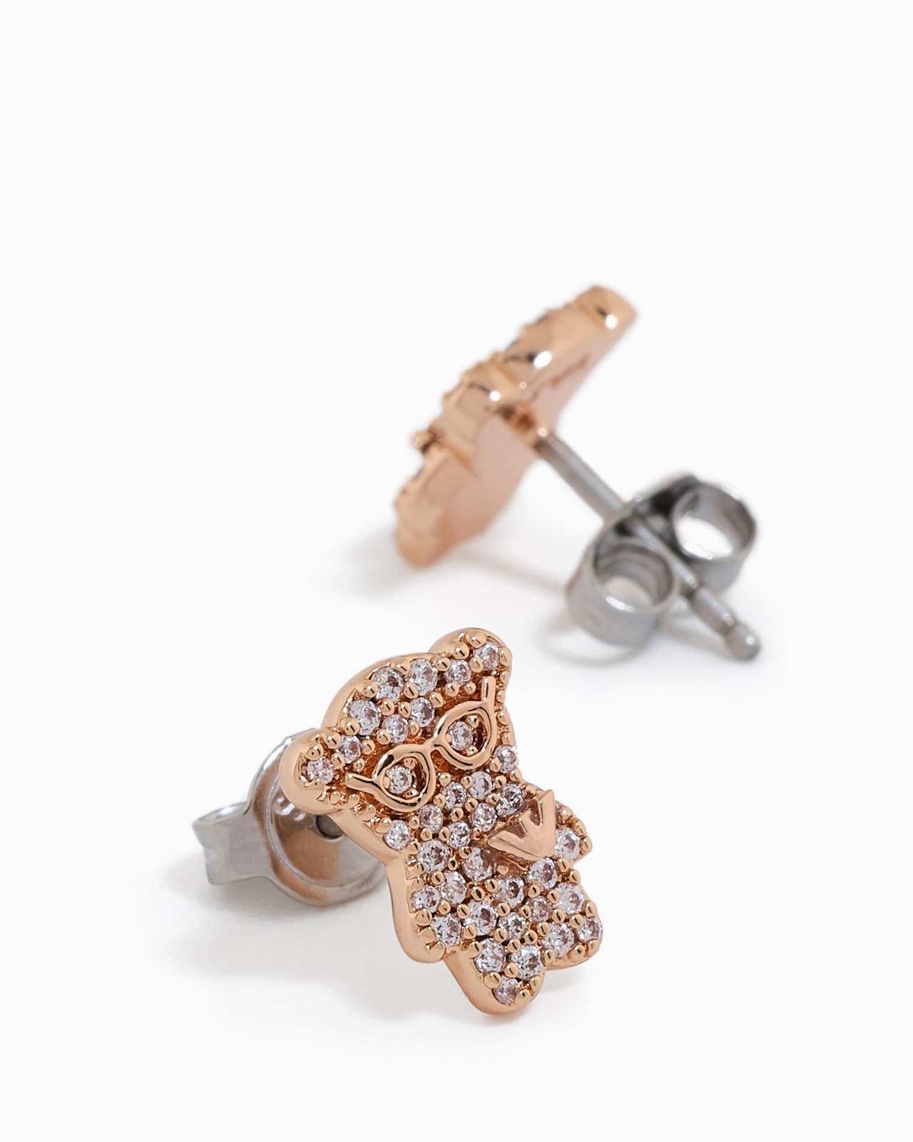 ROSE GOLD-TONE BRASS STUD EARRINGS - 3
