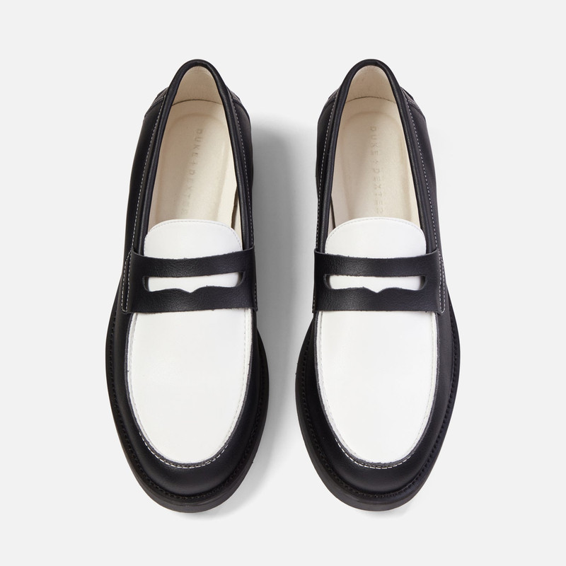 DUKE + DEXTER Wilde Black + White Vegan Penny Loafer - Men's outlook