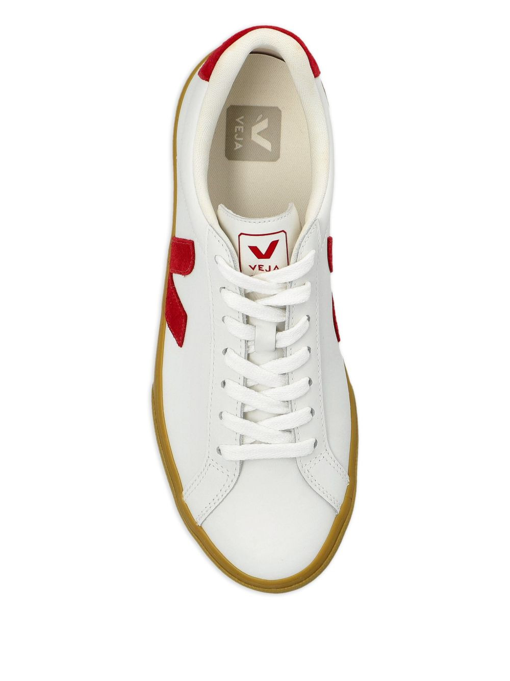 leather V-logo sneakers - 3