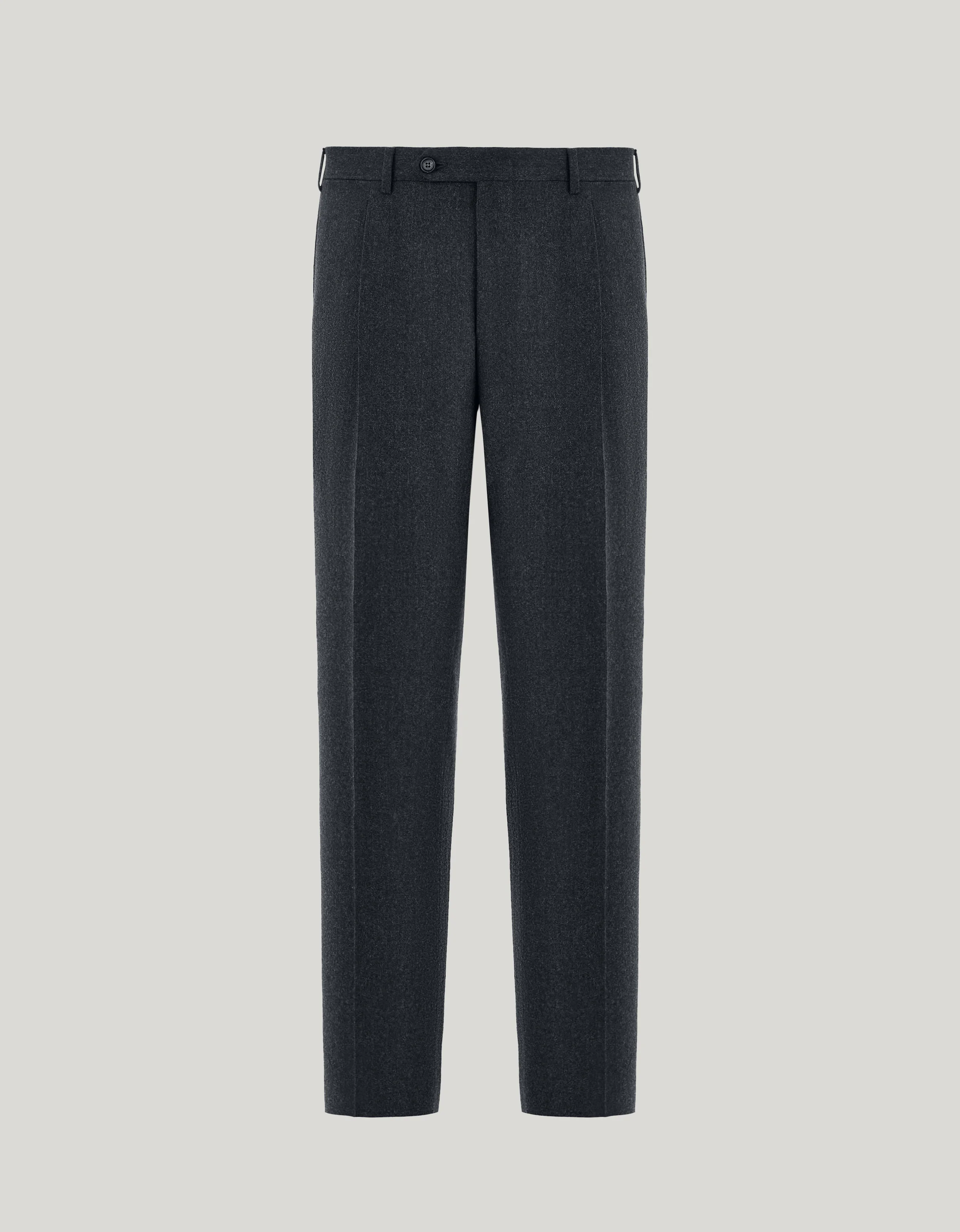 CHARCOAL CANALI IMPECCABILE WOOL FLANNEL REGULAR-FIT PANTS - 1