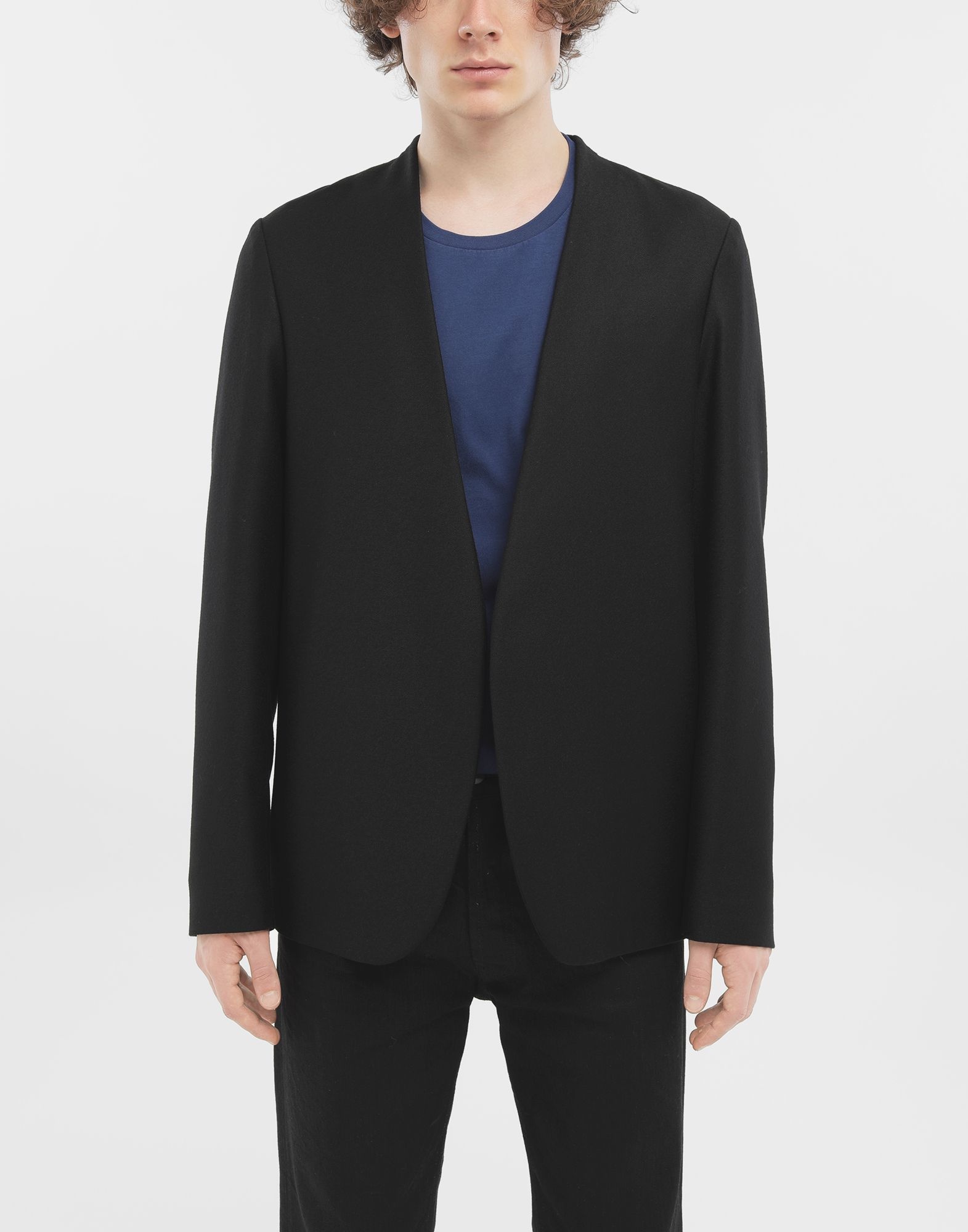 Collarless virgin wool jacket - 2