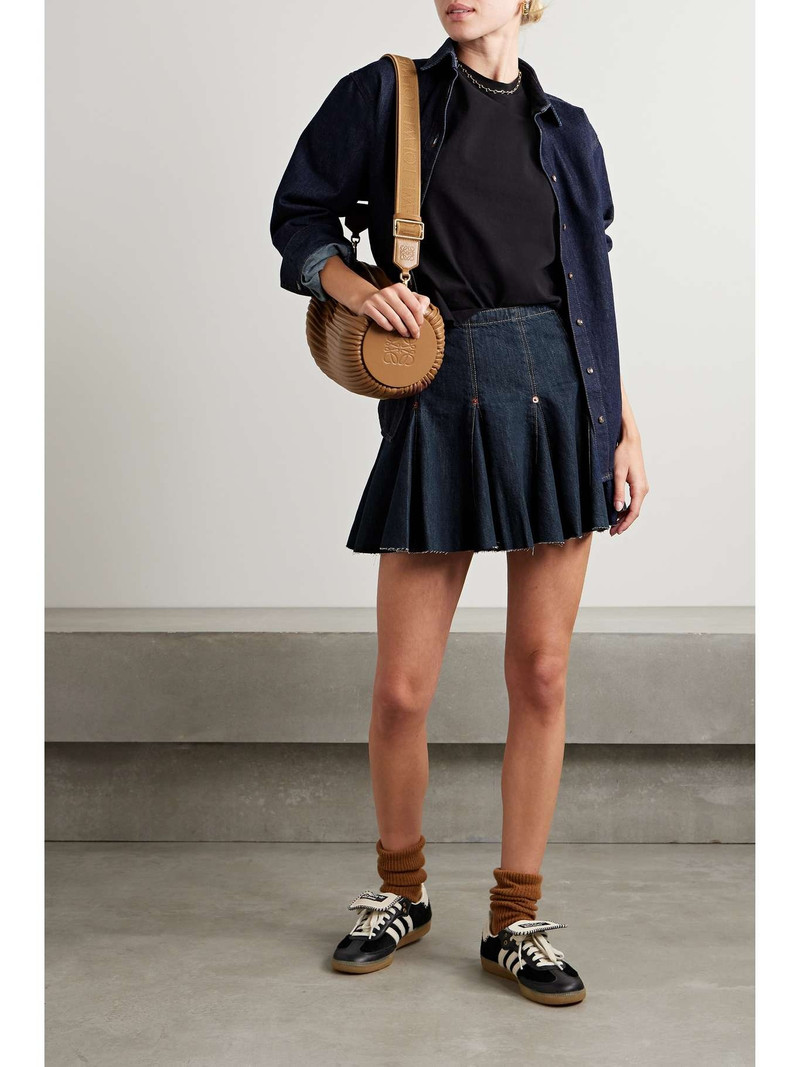 RE/DONE Flounce pleated frayed denim mini skirt outlook