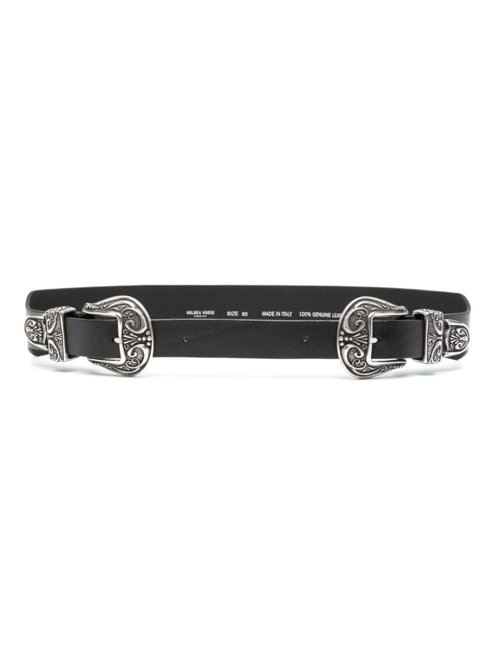 double buckle leather belt - 1