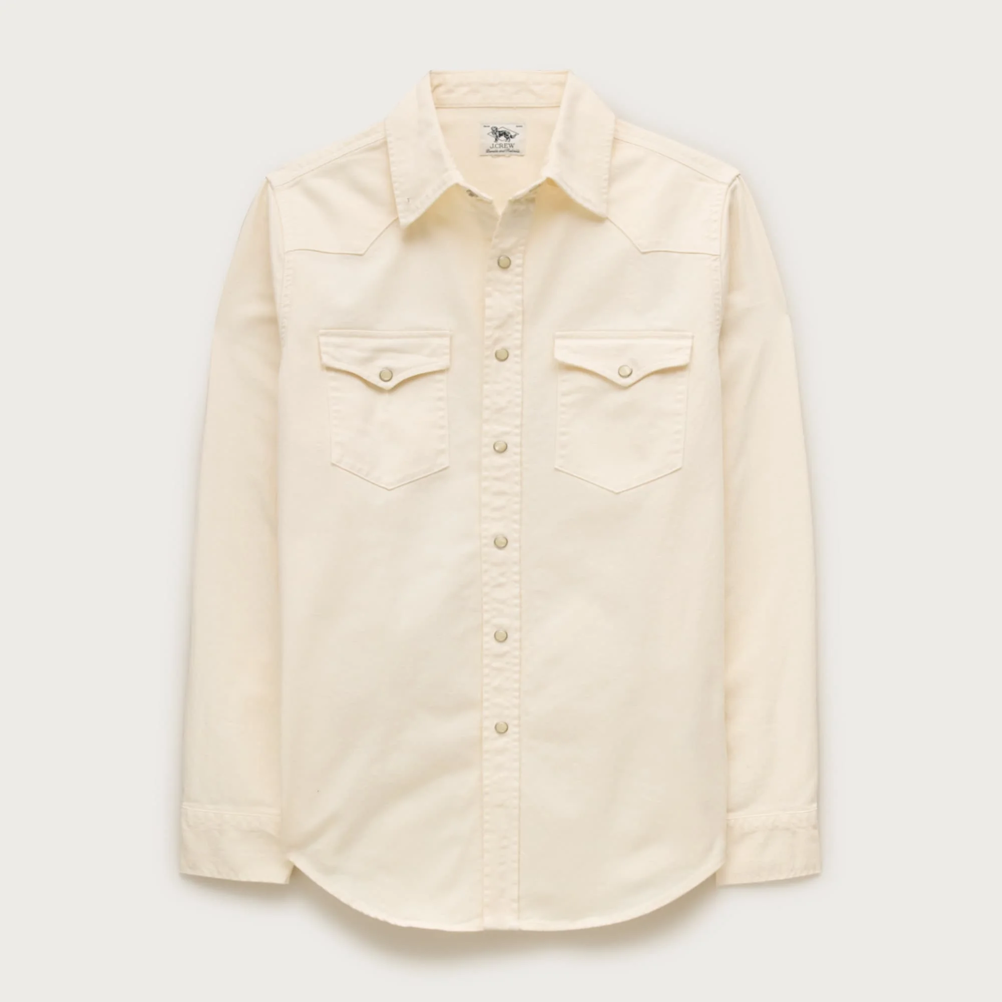 Midweight denim western shirt in ecru - 1