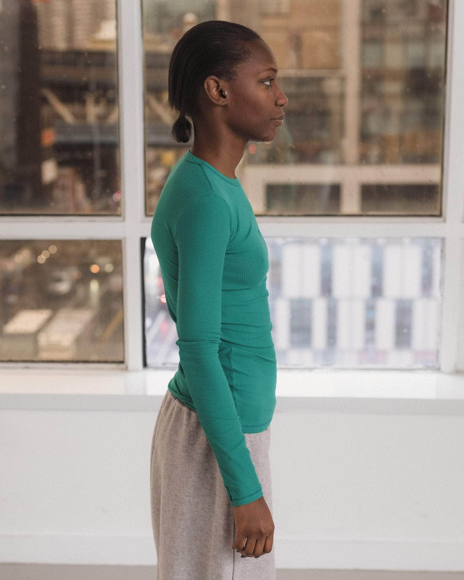 Heart Long Sleeve Tee - Fine Organic Cotton Rib - 3