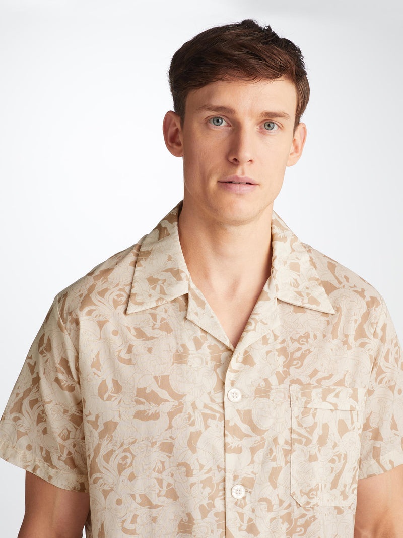 Men's Short Pajamas Ledbury 73 Cotton Batiste Sand - 2