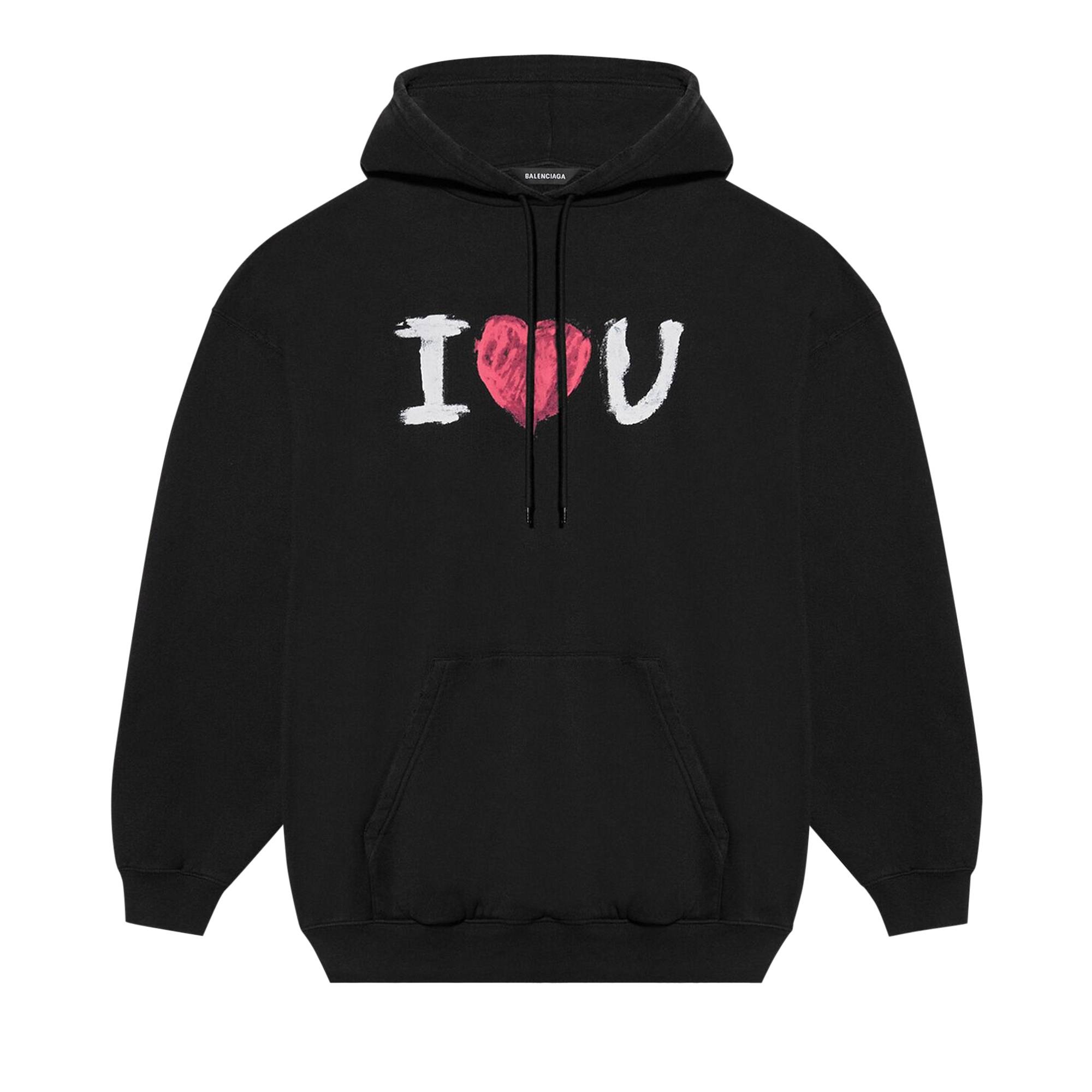 Balenciaga I Love U Medium Fit Hoodie 'Black' - 1