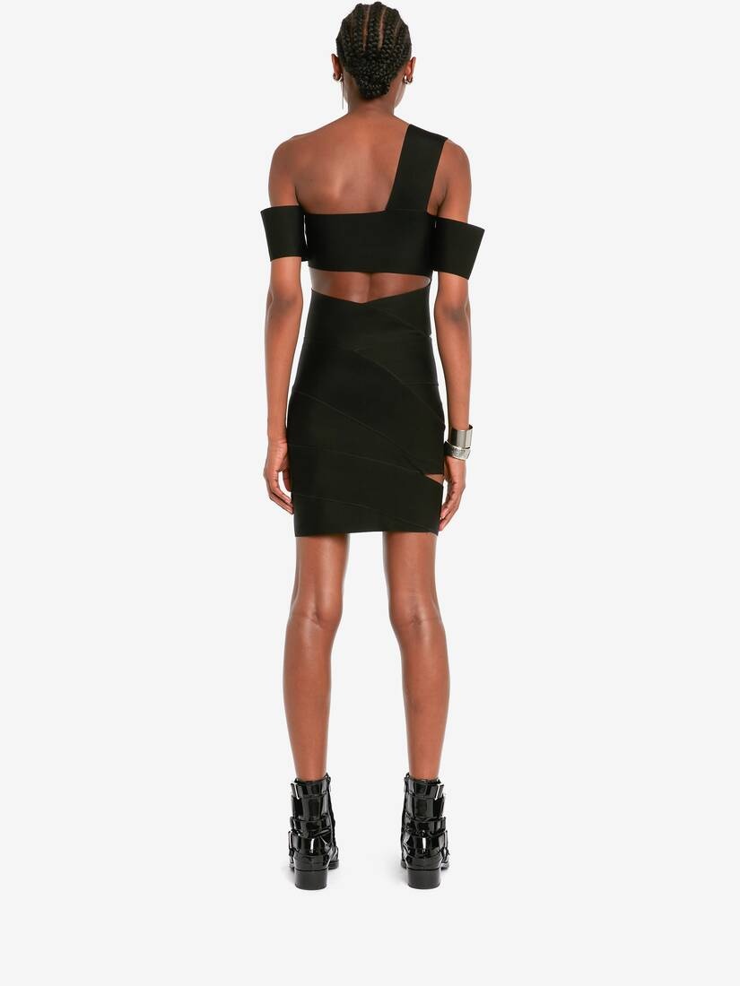 Women's Bandage Mini Dress in Black - 4