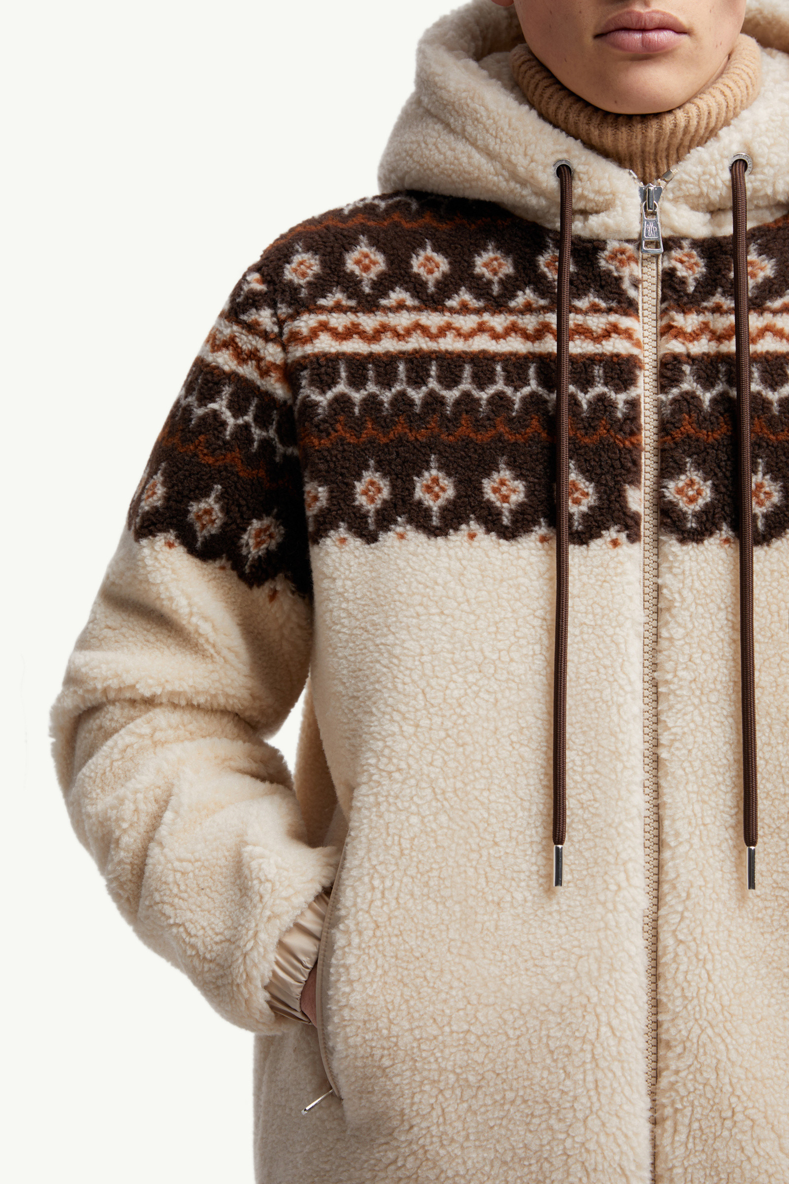 Geometric Jacquard Wool Blend Hoodie - 7