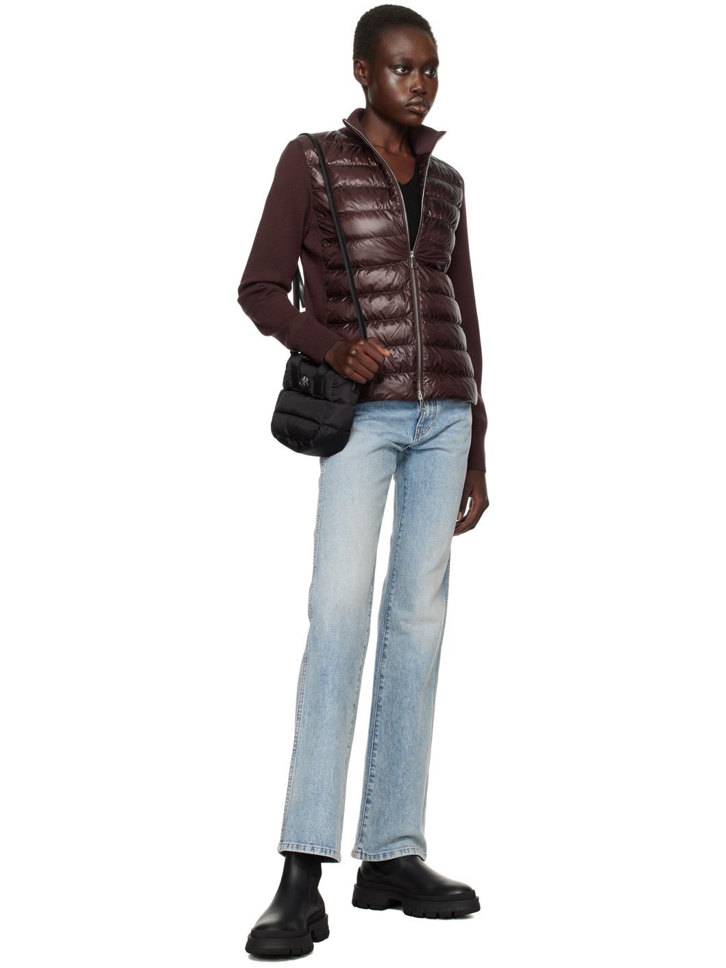 Burgundy Padded Wool Down Jacket - 5