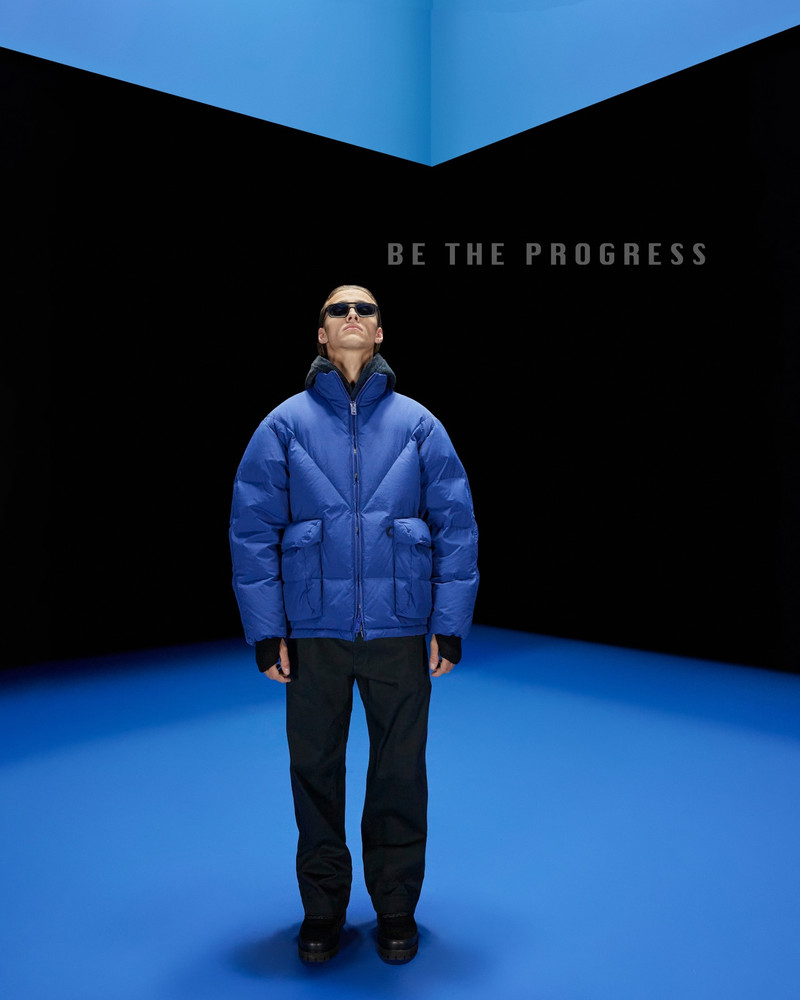 ASV Black Blue capsule collection full-zip down jacket in matte crinkle nylon 6