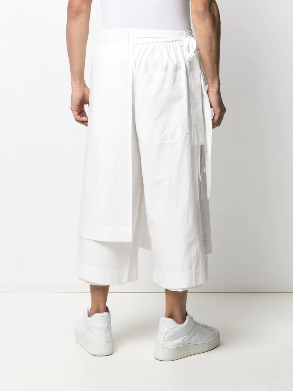 layered tied-waist trousers - 4