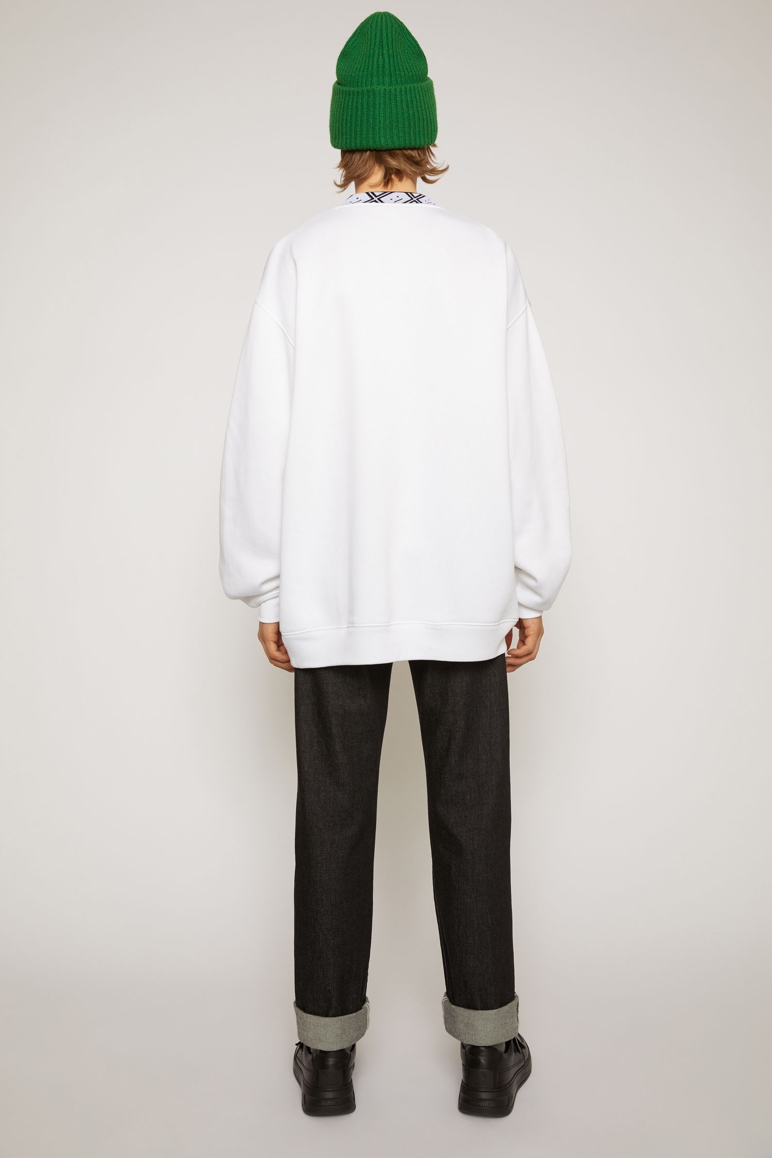 Face motif mock neck sweatshirt optic white - 5