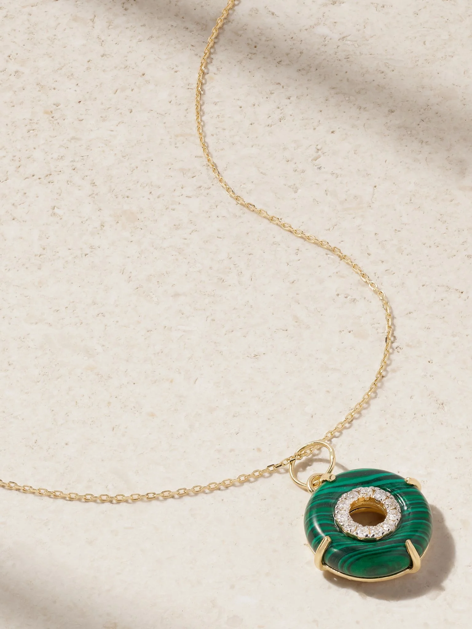 Donut 14-karat gold, malachite and diamond necklace Gold - 1