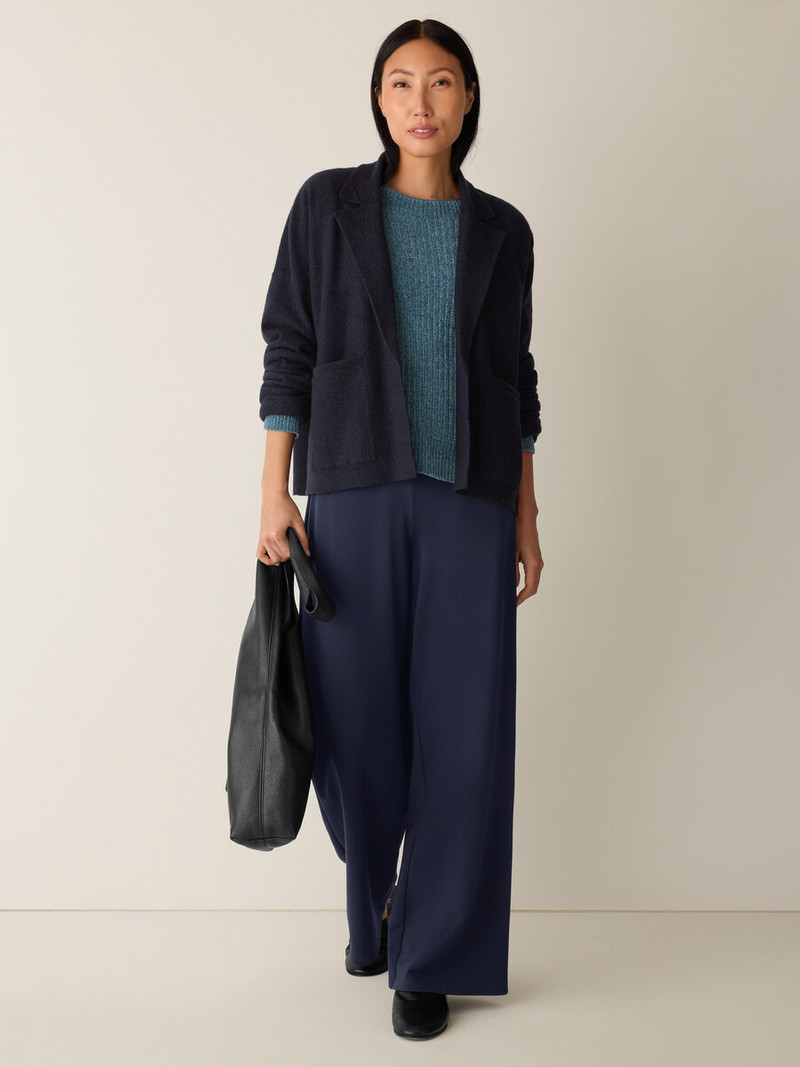 EILEEN FISHER Fine Felted Wool Notch Collar Cardigan in Regenerative Wool outlook