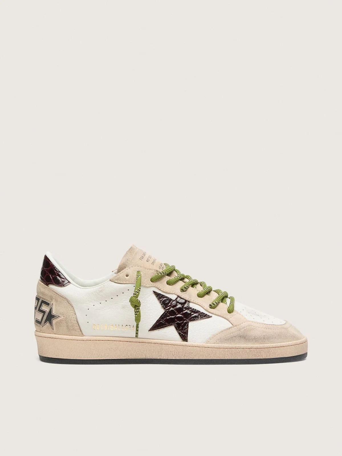 Men's Ball Star in white leather with burgundy croc-effect star - 1