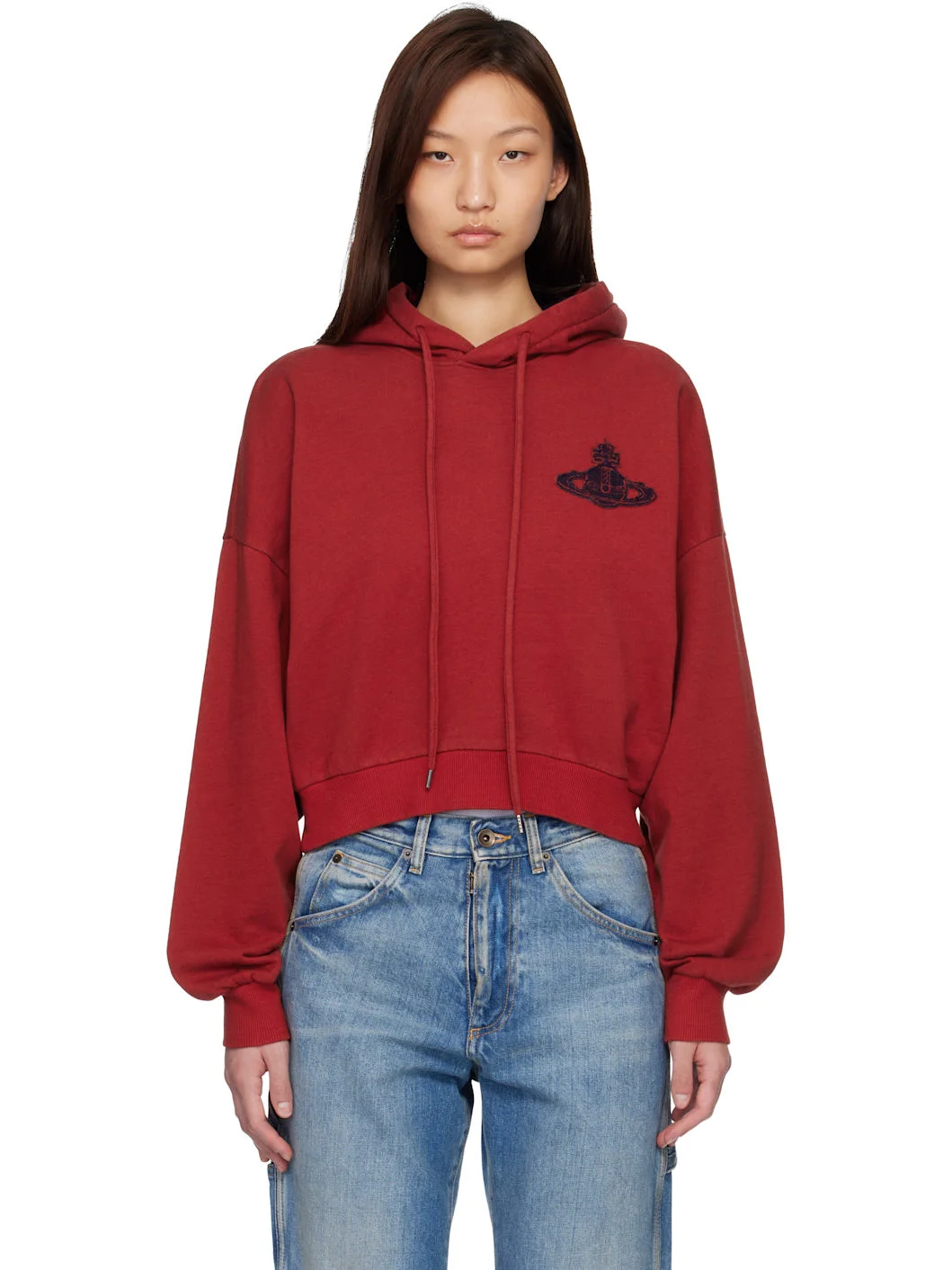 Red Cropped Box Hoodie - 1