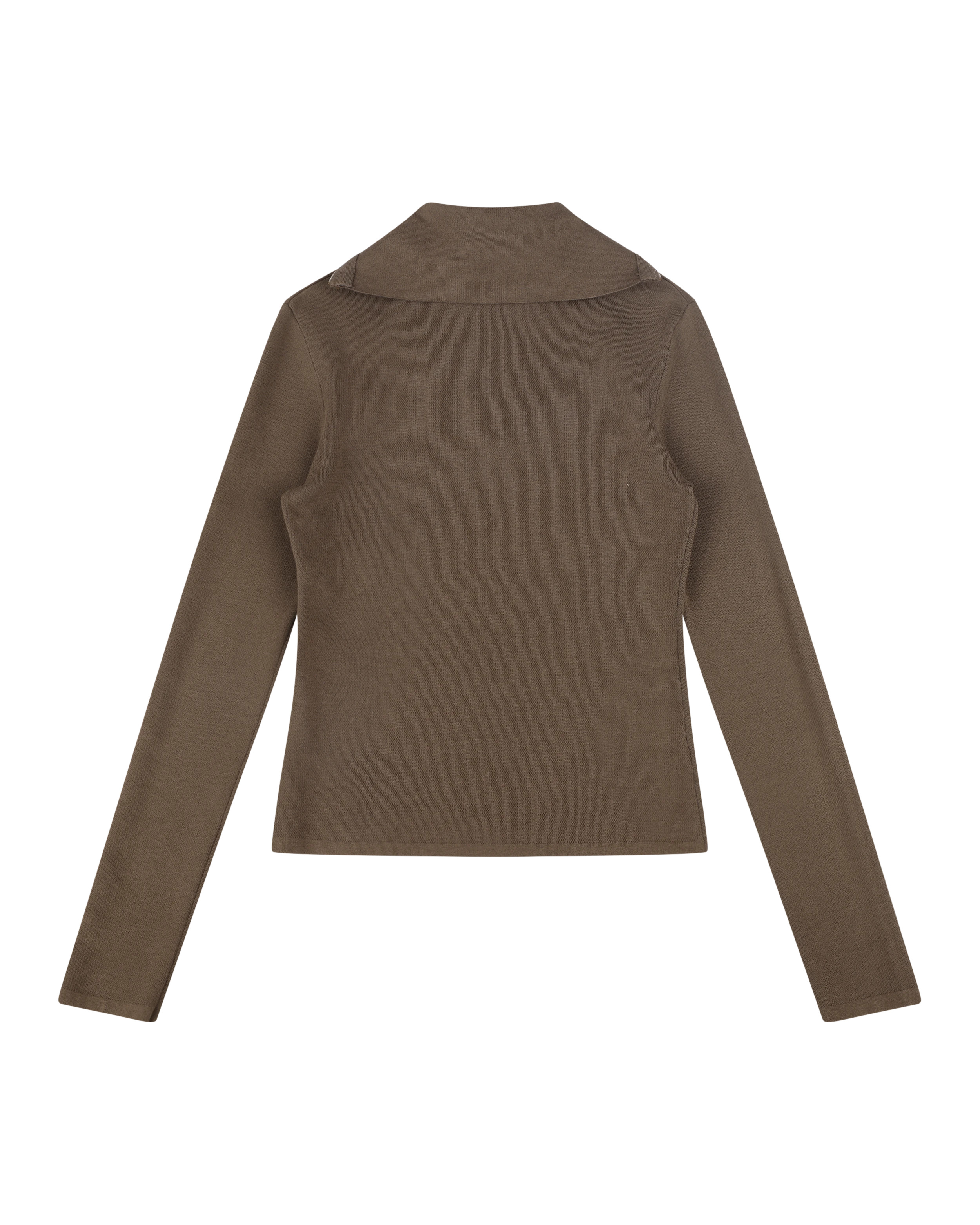 ZIP UP TURTLENECK SLIM BROWN - 4