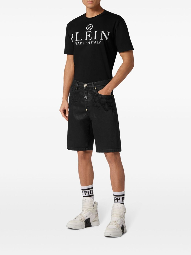 PHILIPP PLEIN ripped-detail denim shorts outlook