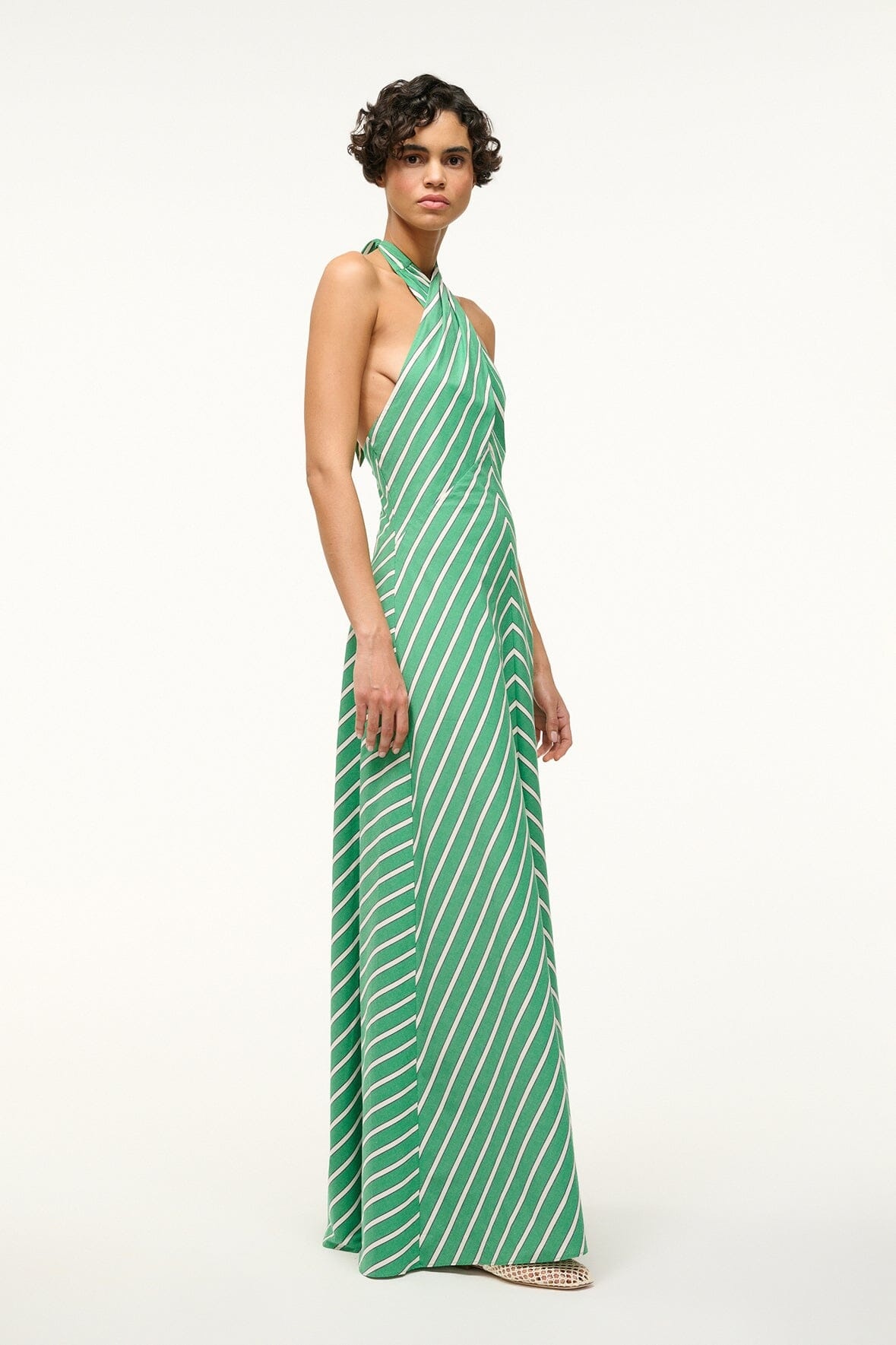 STAUD DAWN DRESS SEAWEED STRIPE - 4