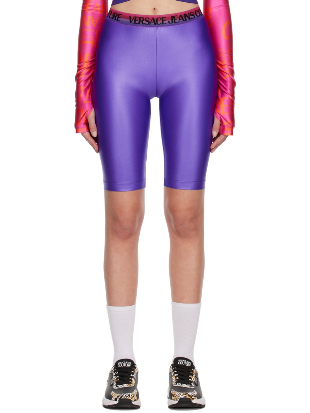 Purple Shiny Bike Shorts - 1