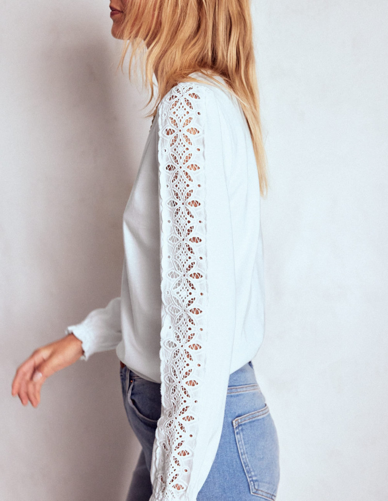 Scarlett Broderie Trim Top-White 5