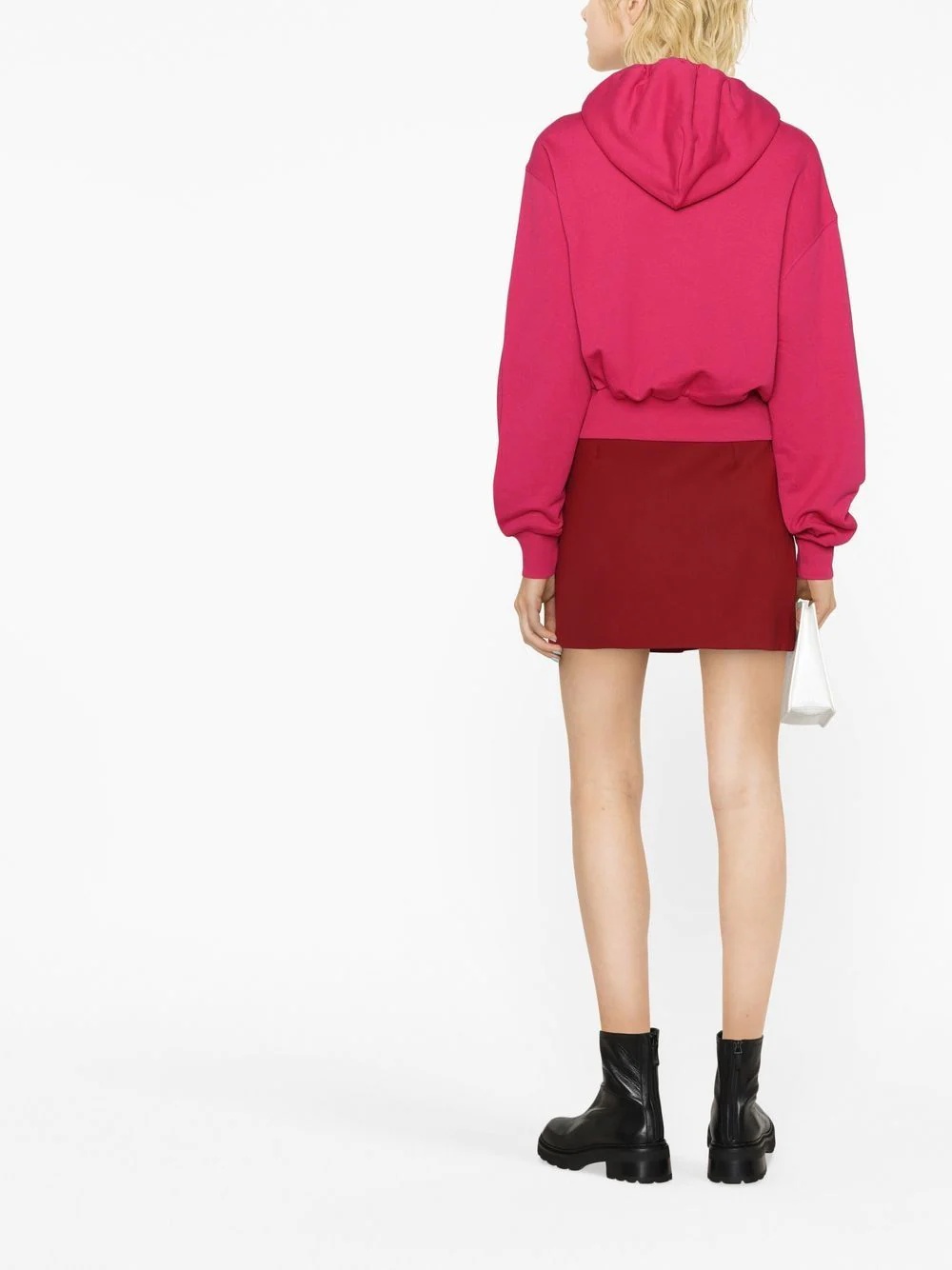 logo-embroidered cropped hoodie - 3