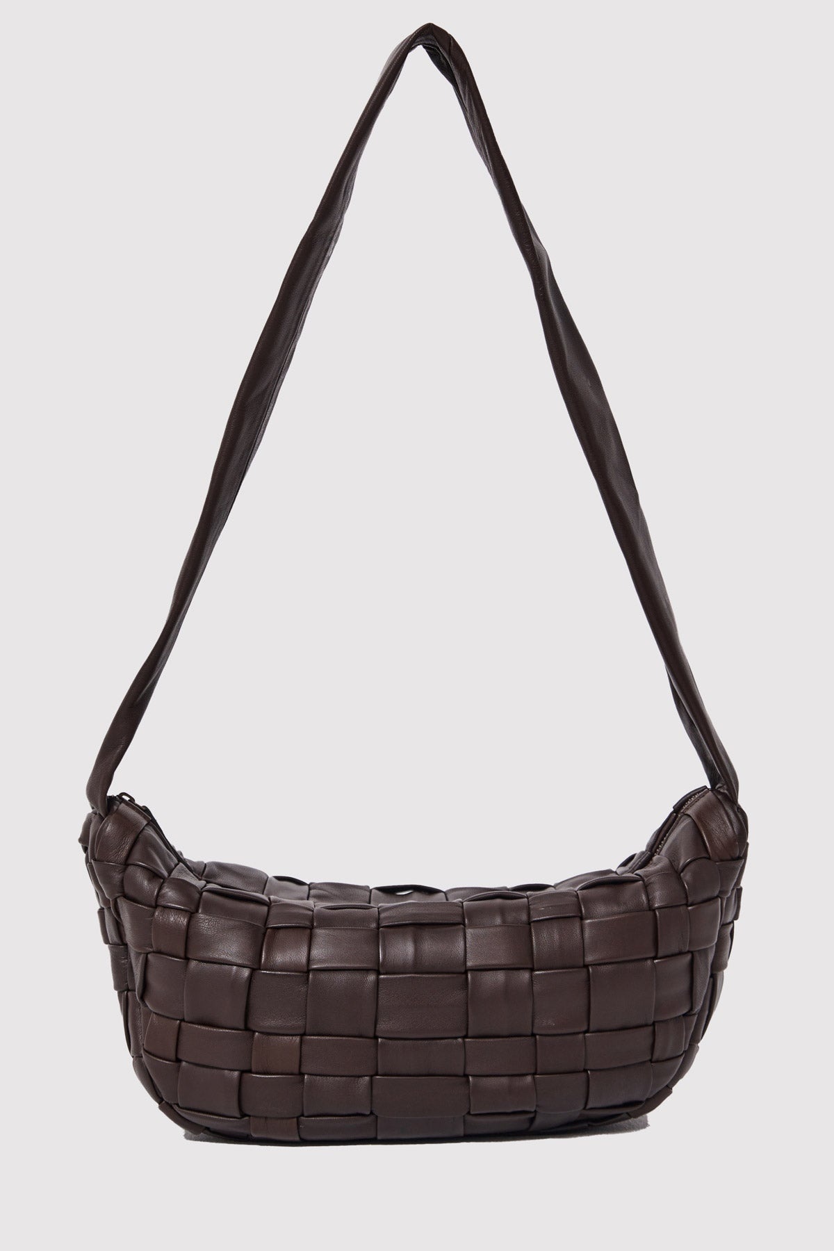 Textured Crescent Bag - Chocolate - 4