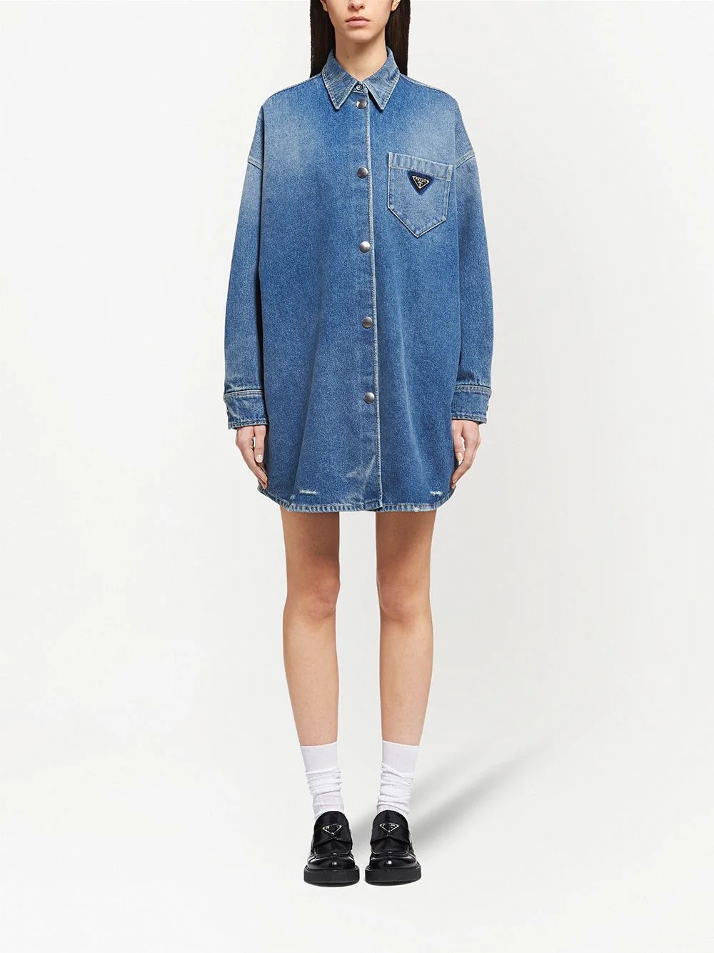 triangle-logo denim shirt - 2
