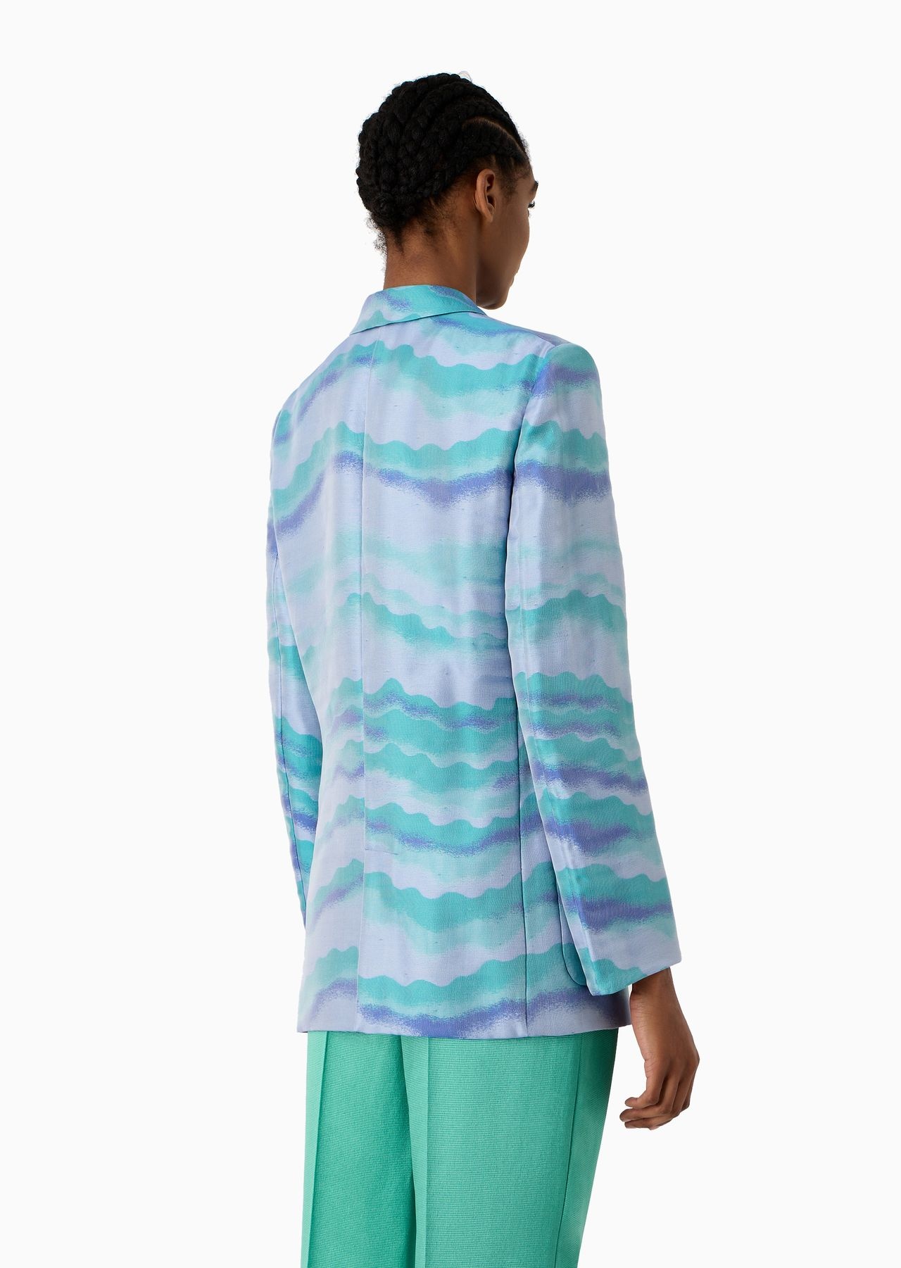 Double-breasted jacket in jacquard with a wave motif - 3