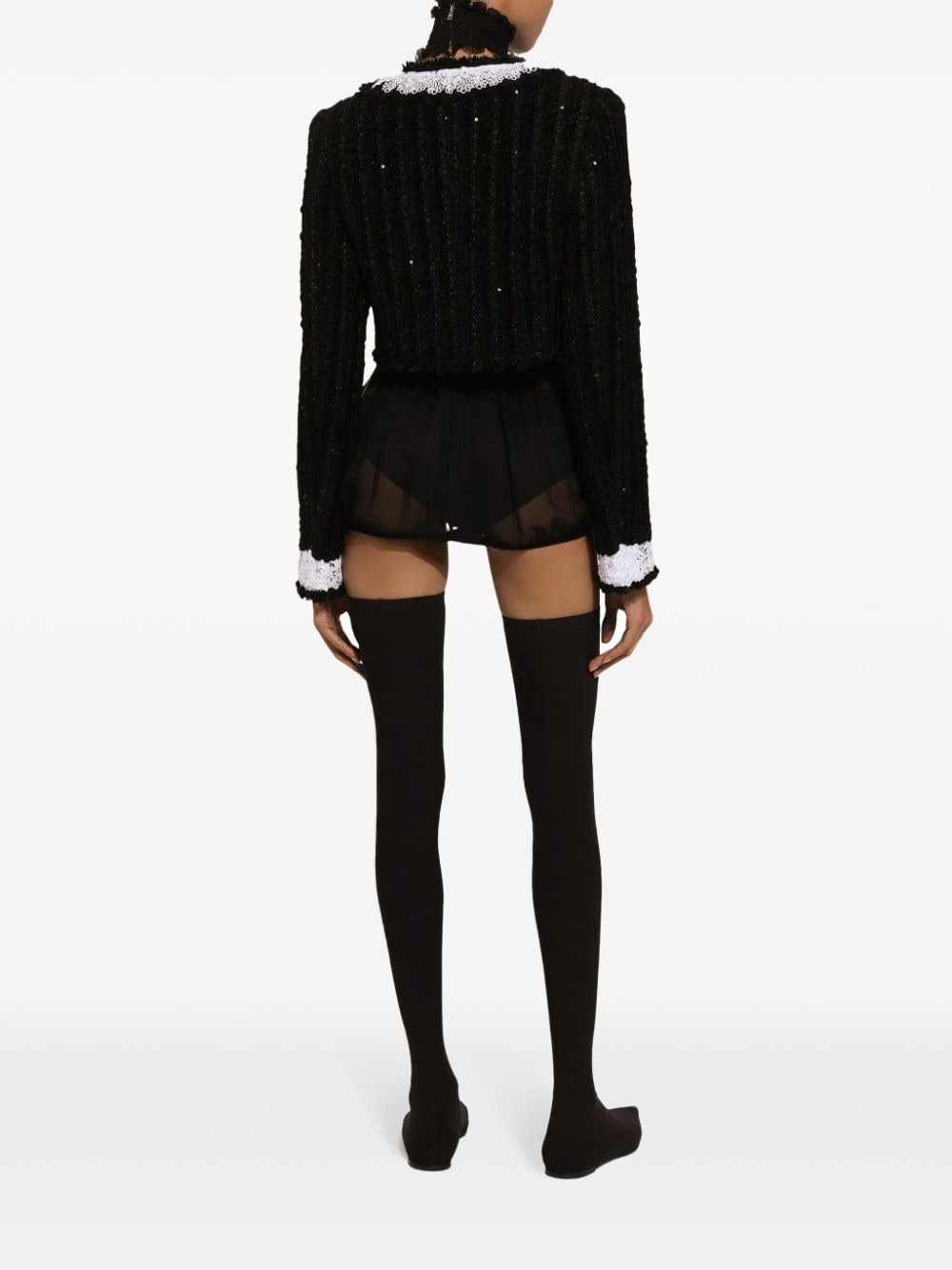 sequin-embellished cropped jacket - 4
