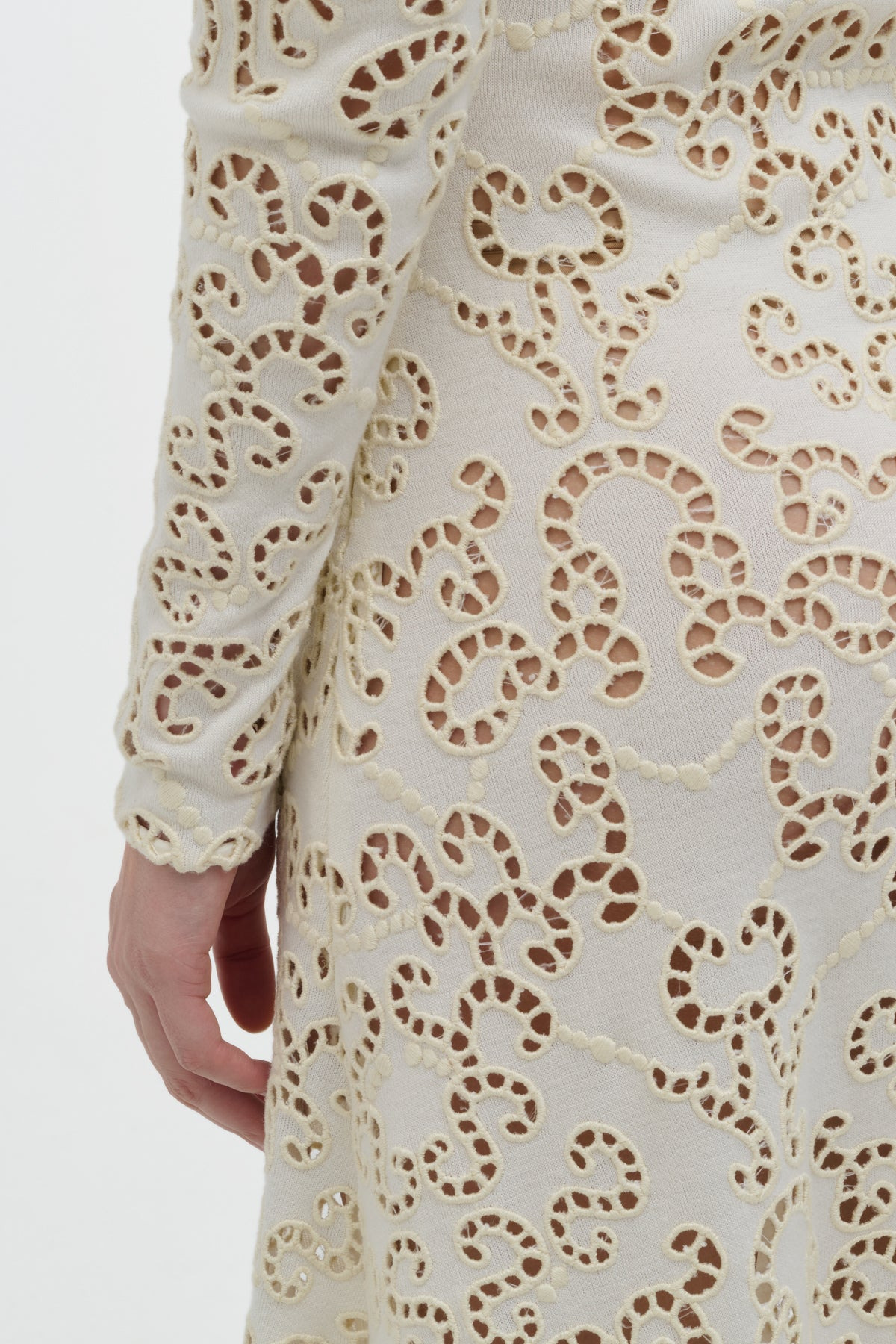 Eshal Knit Maxi Dress in Ivory Merino Wool - 7