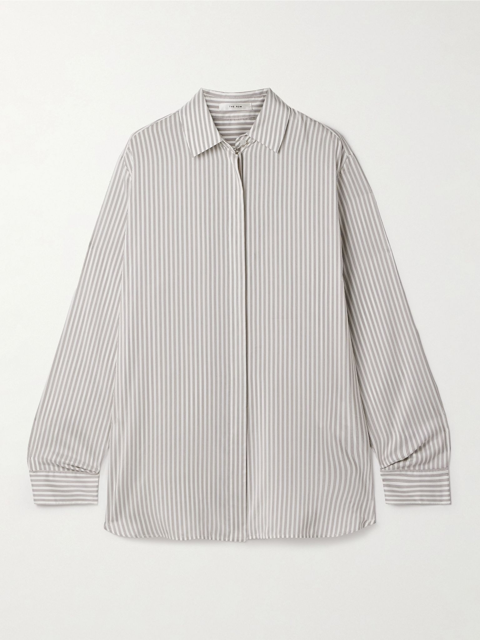Vanda striped silk shirt Light gray - 1