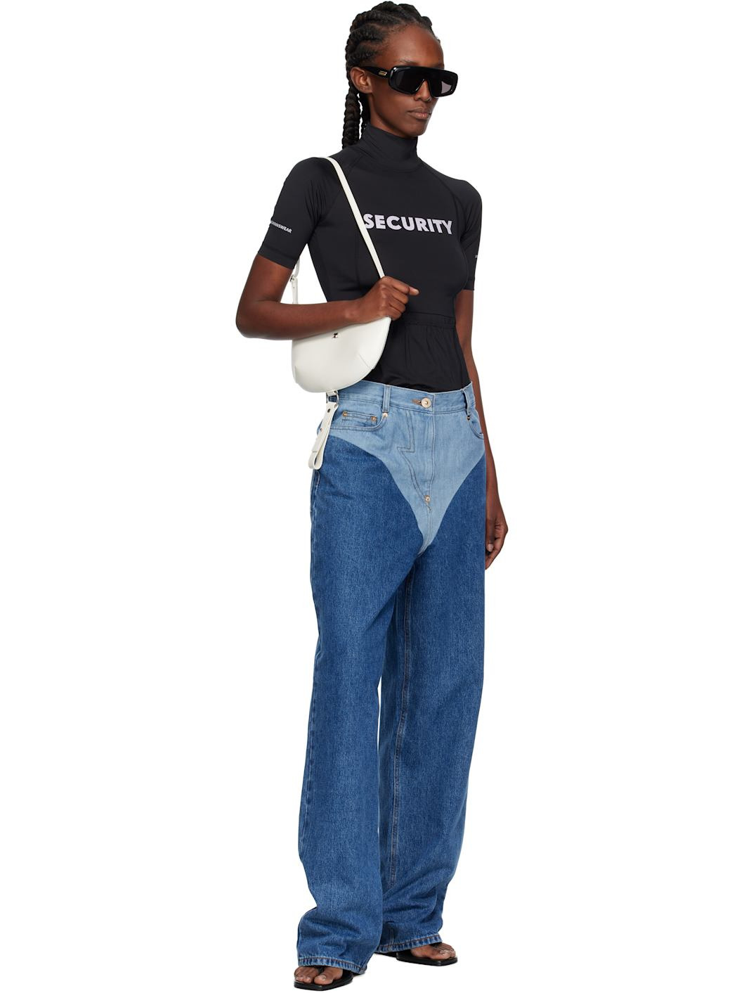 Blue Panty Printed Wide Jeans - 4