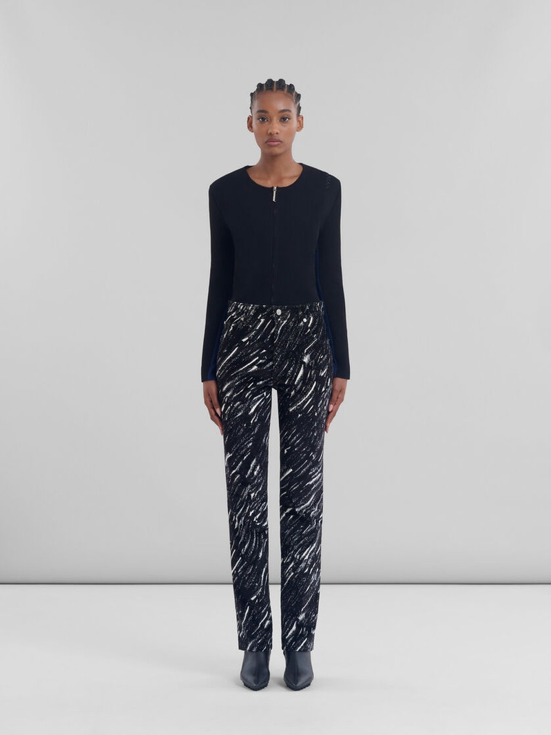 Marni BLACK FLOCKED JEANS WITH CRAYON PRINT outlook