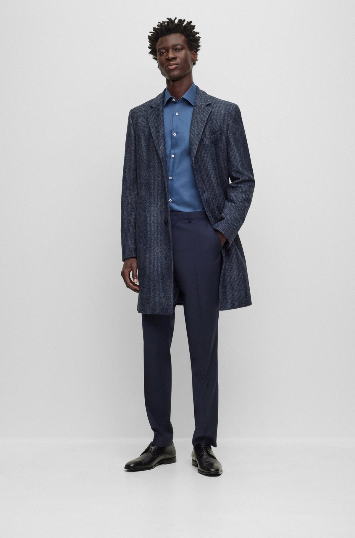 SLIM-FIT FORMAL COAT IN PATTERNED JERSEY - 4