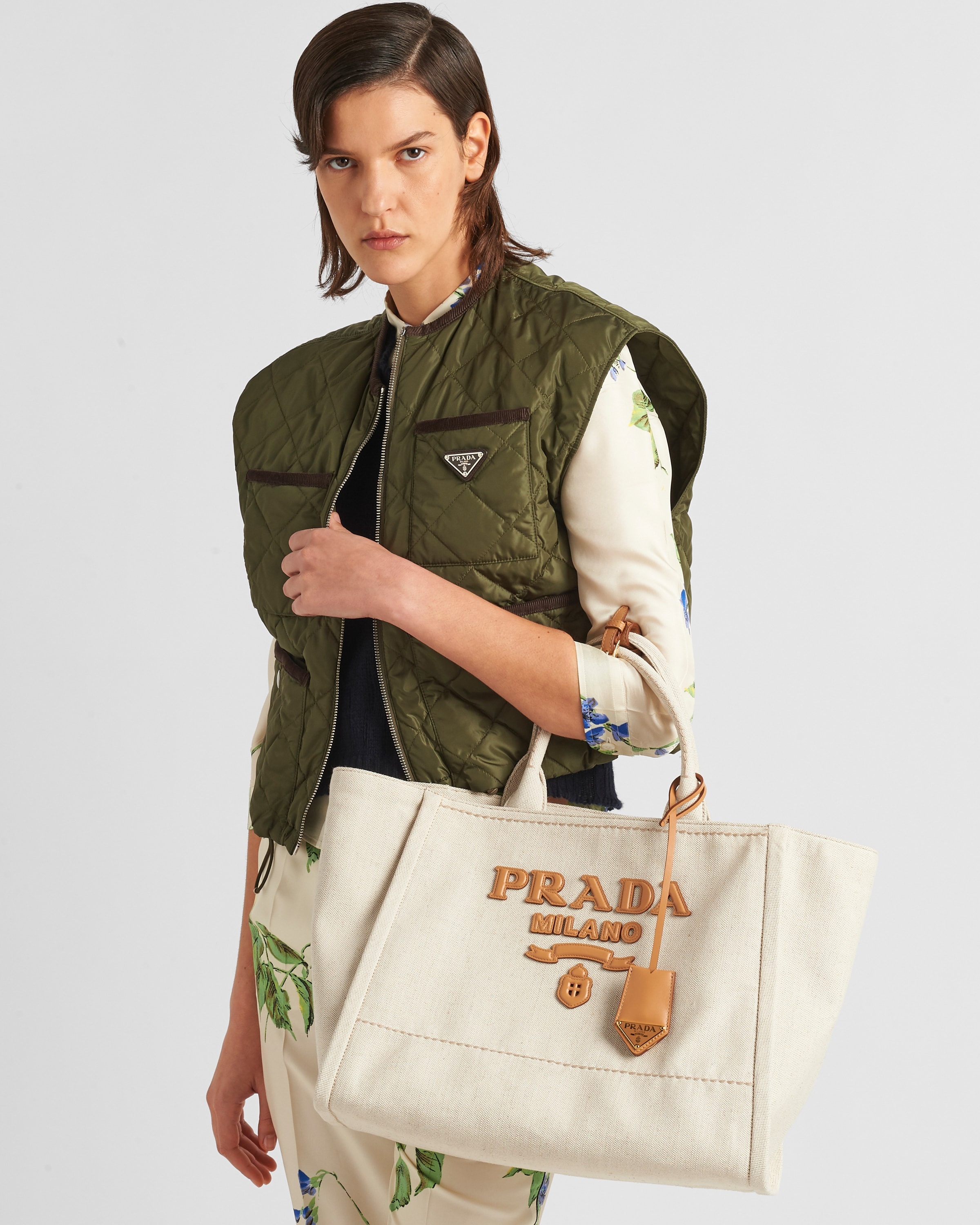 Prada canvas tote bag store