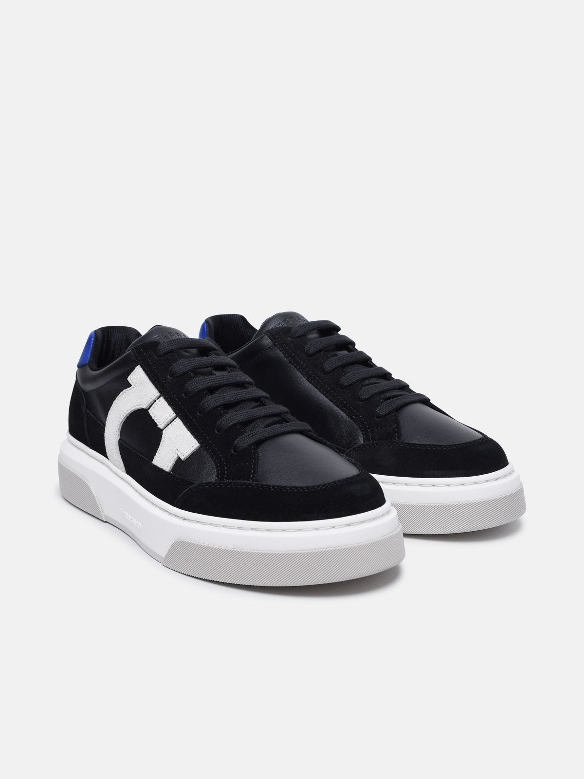 Ferragamo Men Cassina' Black Leather Blend Sneakers - 4