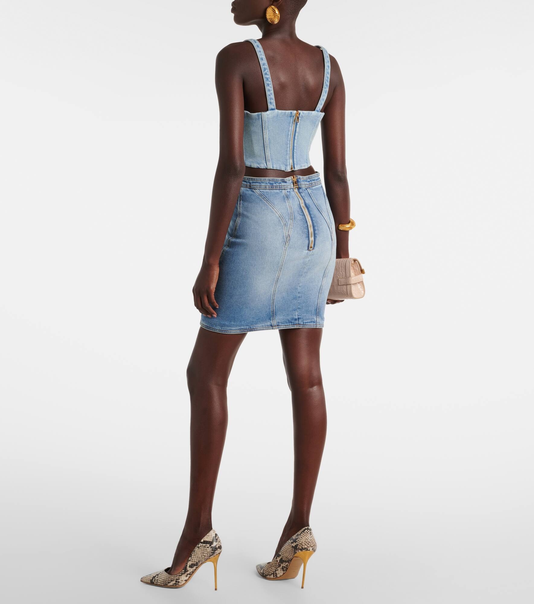 High-rise denim miniskirt - 3